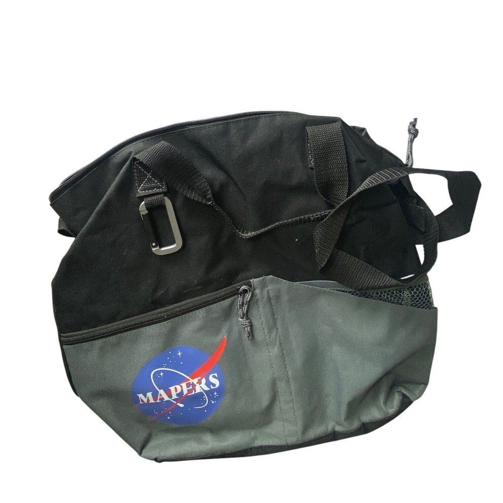 NASA Mapes Messenger Bag Black Gray Duffle Shoulder Strap